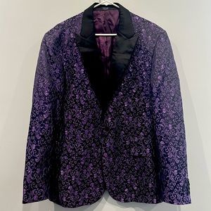 Purple & Black Brocade Men’s Jacket | XL
